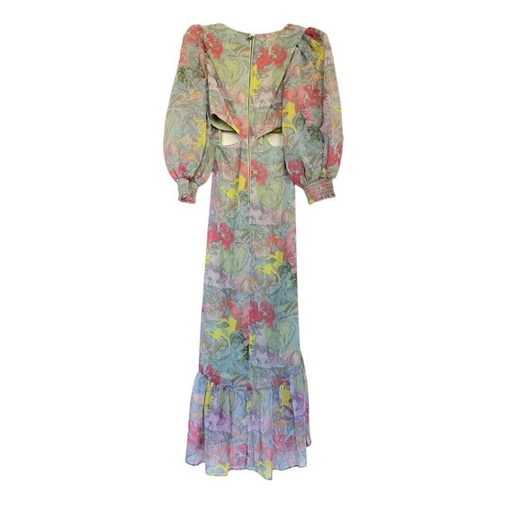 ALICE + OLIVIA KATIA TWIST-FRONT FLORAL CUTOUT MAXI DRESS HIGH LOW Sz 6 NWT - Picture 6 of 8